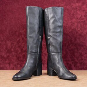 Steve Madden Women Nohanna Wide Calf Black Fashion Zip Leather Knee Boots Sz 7